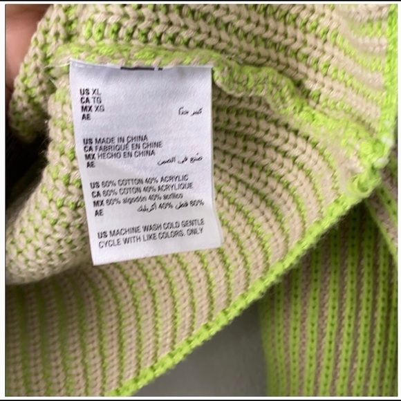 9. Becca Tilley Bar III Cowl Neck Striped Tan and Green Cropped Sweater - Picture 5 of 6